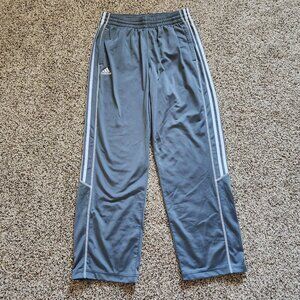 Adidas Track Pants Mens Large Gray White Stripe Logo 112PA Drawstring Pockets